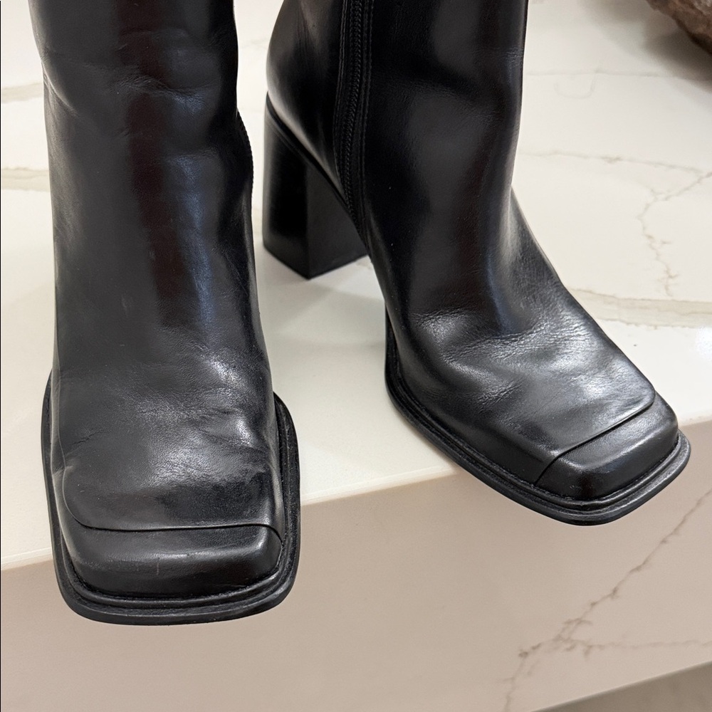 Connie Black Leather Boots - Picture 5 of 7